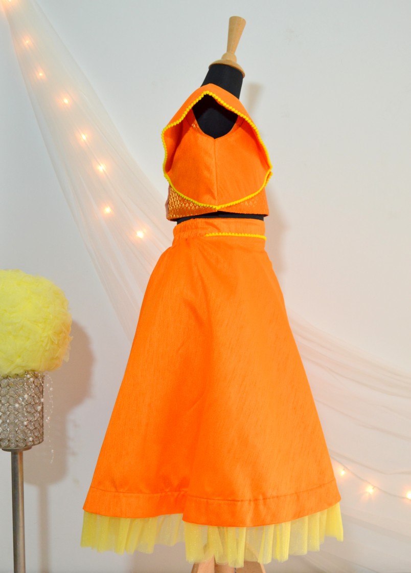 DSC 0685 Ruffle Crop Top and Skirt Set- Orange