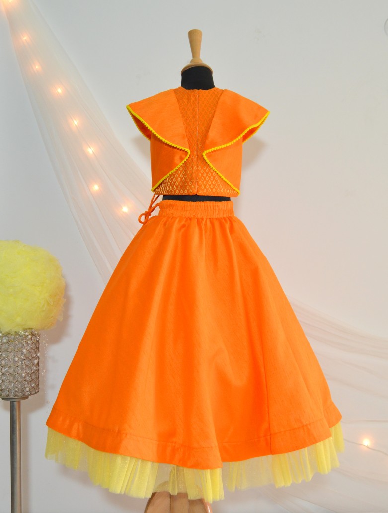 DSC 0686 TBT Ruffle Crop Top and Skirt Set- Orange