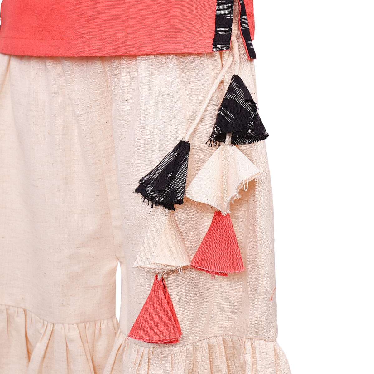 DSC 0757 copy Cape Style Tassel Kurti With Sharara- Pink and White