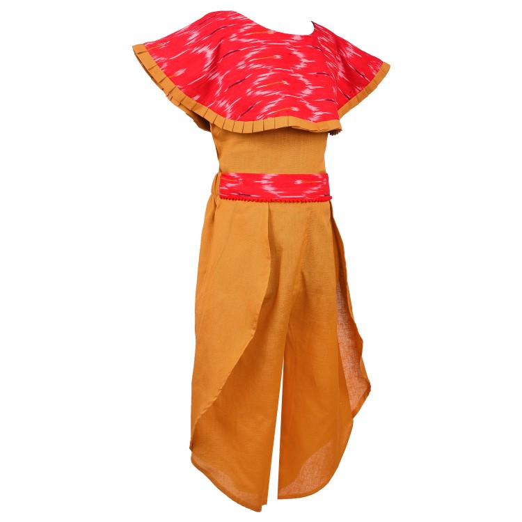 DSC 1894 copy Ikat Ponchu Top with Petal Pants- Mustard and Red