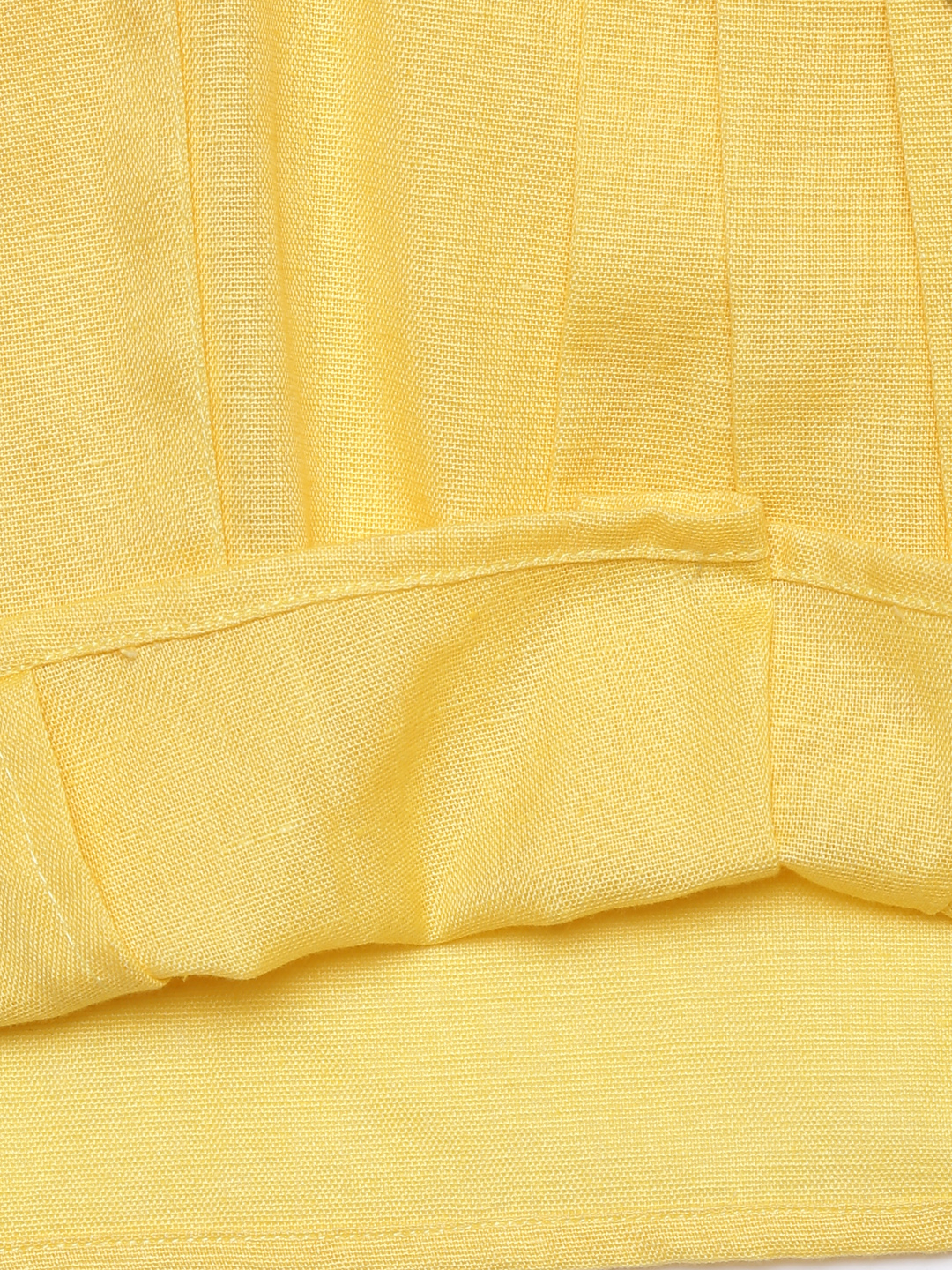 5 6 Yellow Pleated Kurta and Pyjama