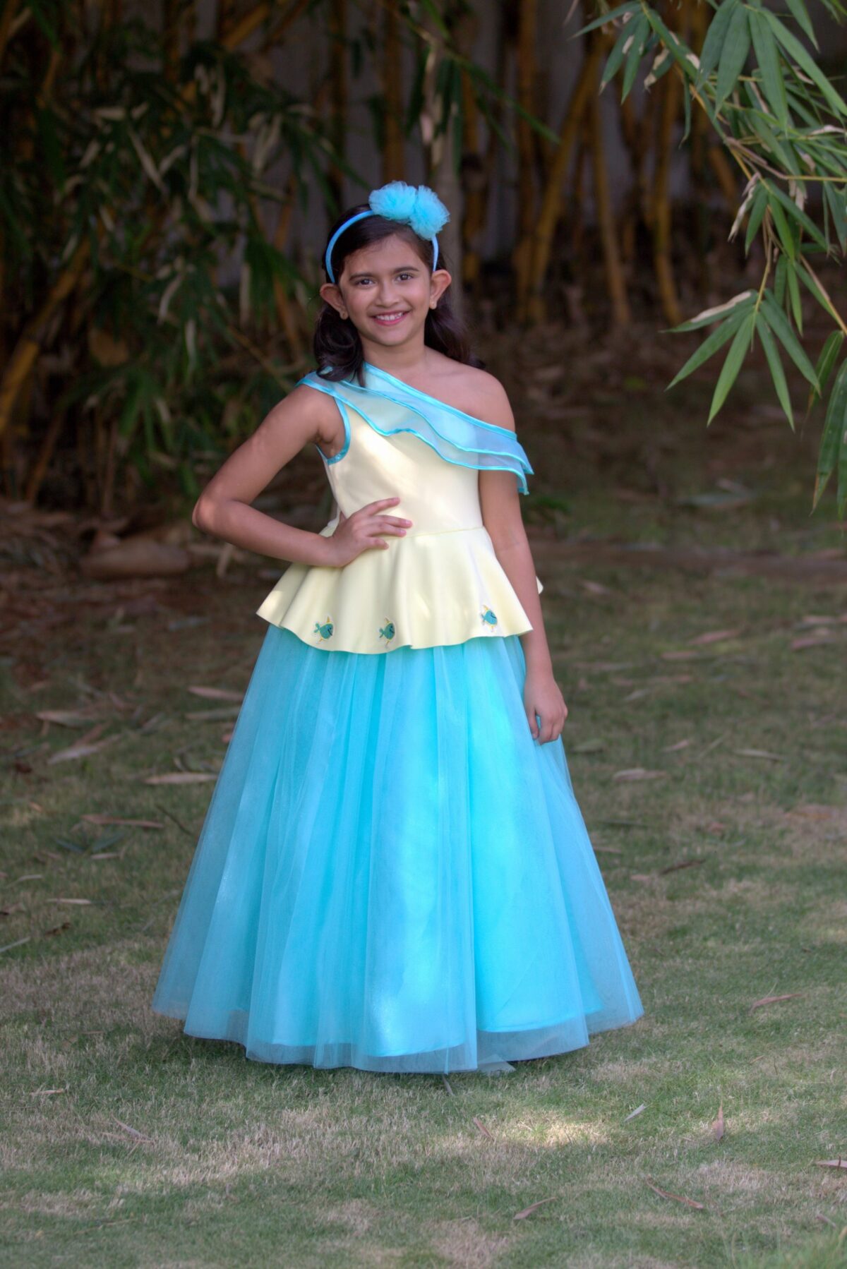 0H0A3490.CR2 scaled One Shouldered Fish Gown with attached Ruffle Sash
