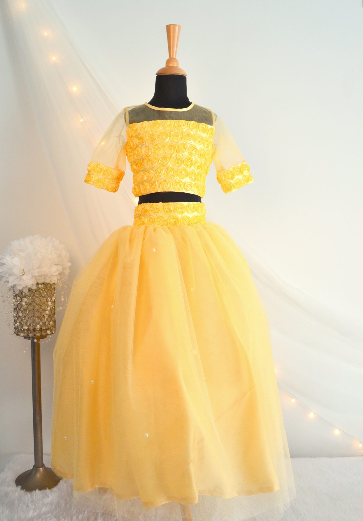 TBT0017 1 scaled TBT Rose Skirt Top Set- Ochre Yellow