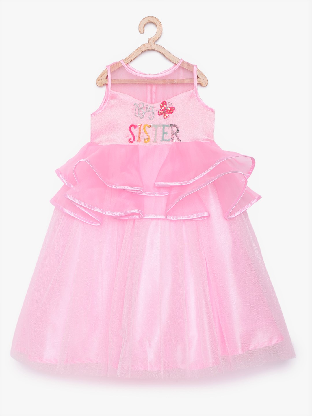 1 15 Big Sister Pink Ruffle Gown