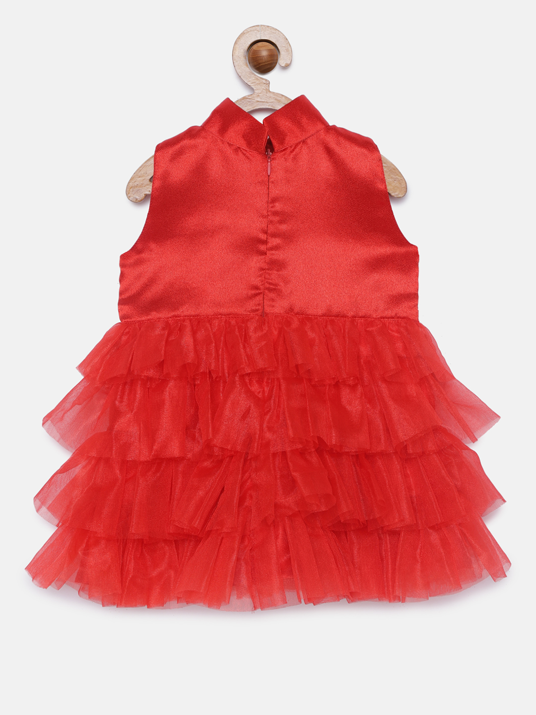 2 9 Tiered Red High Neck Dress