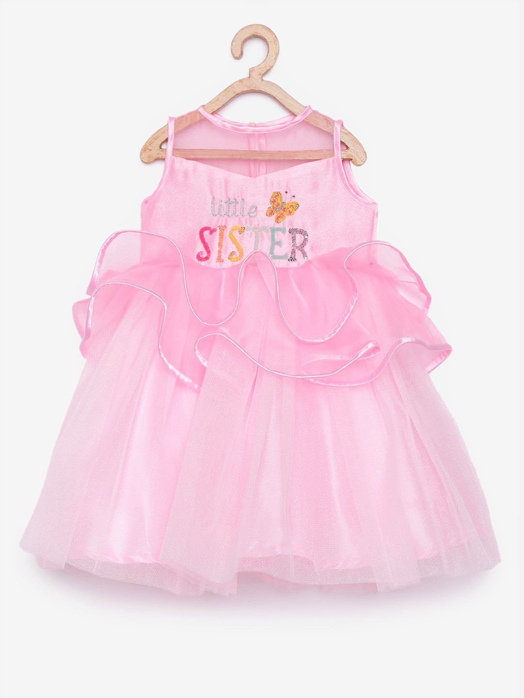 1 Little Sister Pink Ruffle Gown