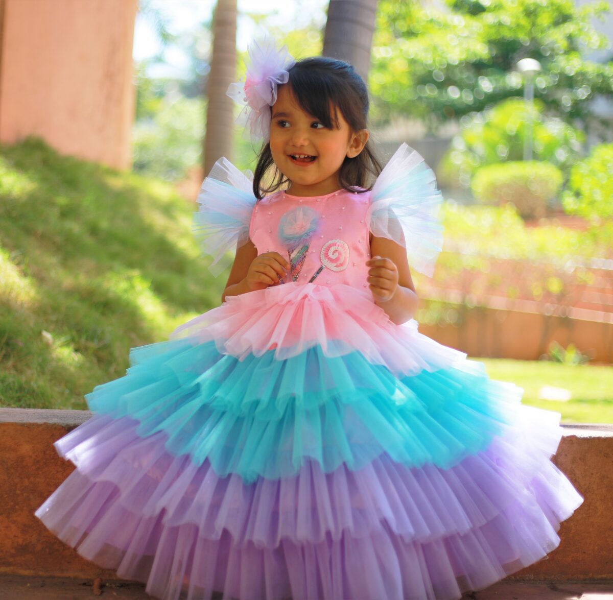 36 scaled Ice Cream Candy multi color theme party gown