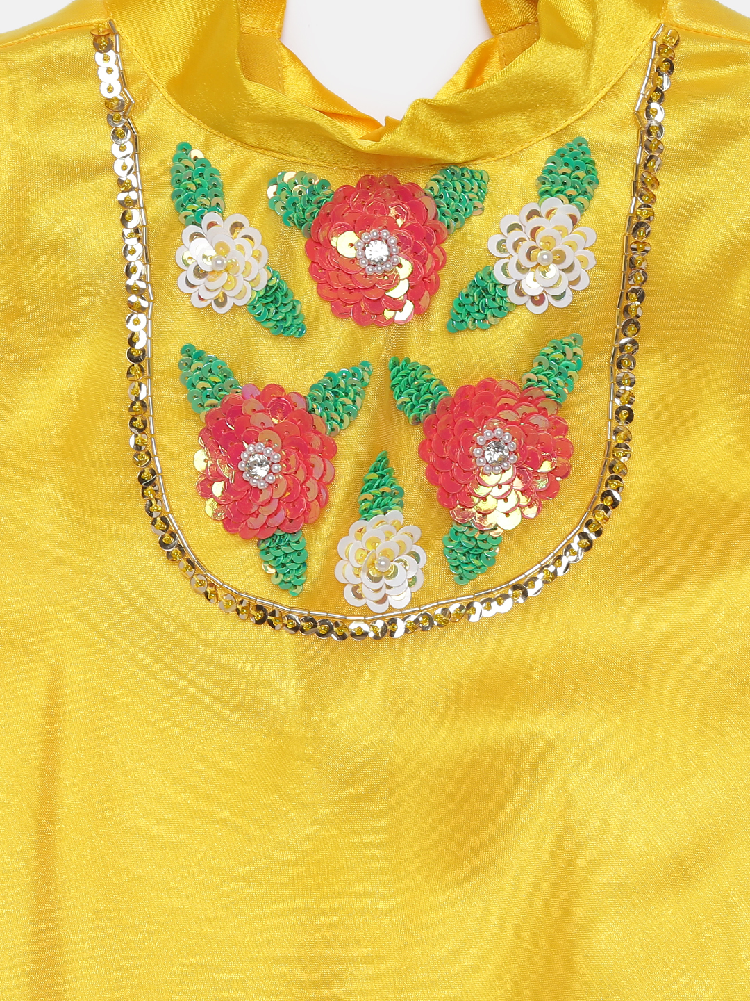 5 2 Flower orgenza Kurta with pink Dhoti- Yellow