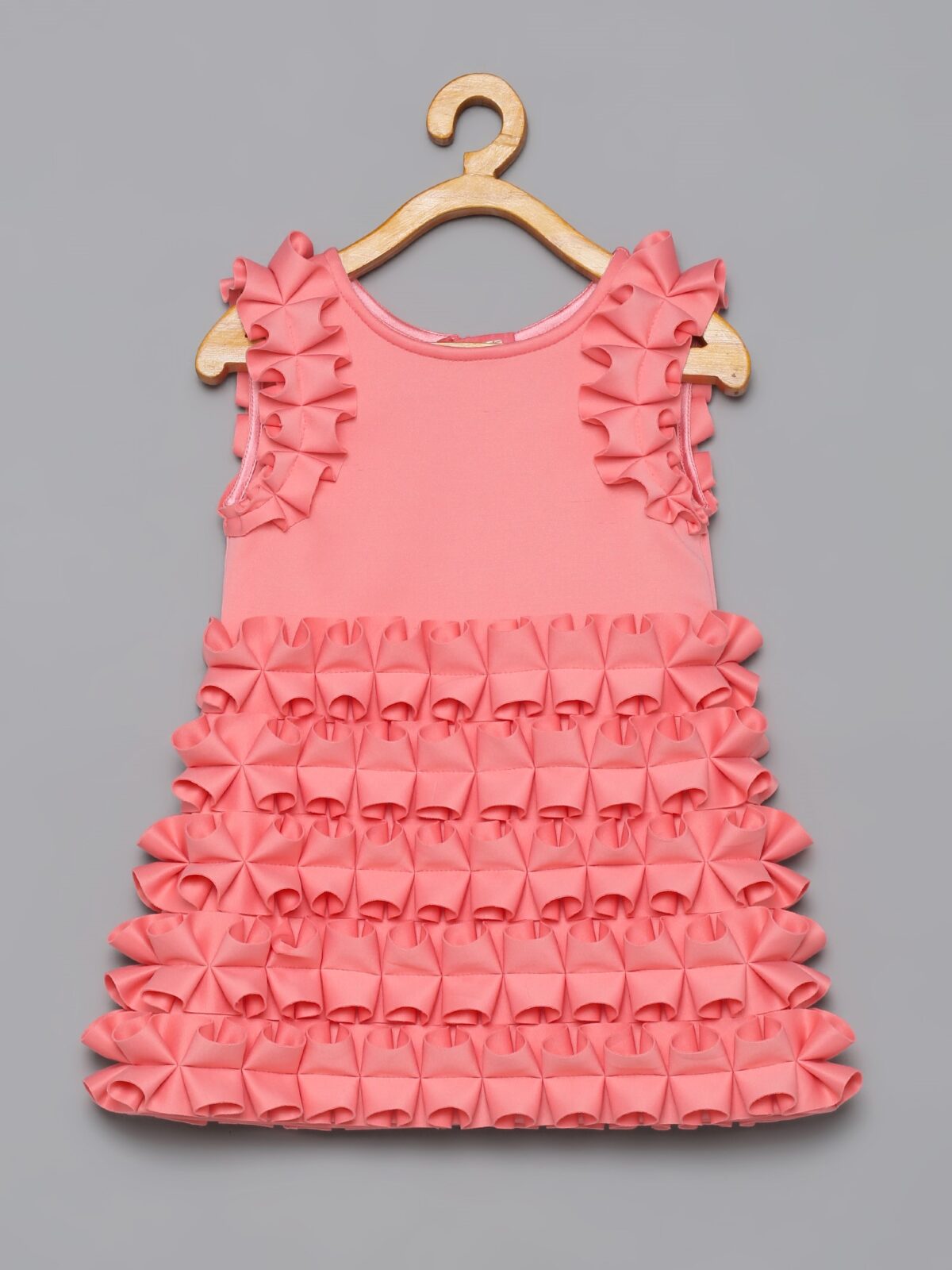 1 3 Blush Pink 3D Ruffle Dress