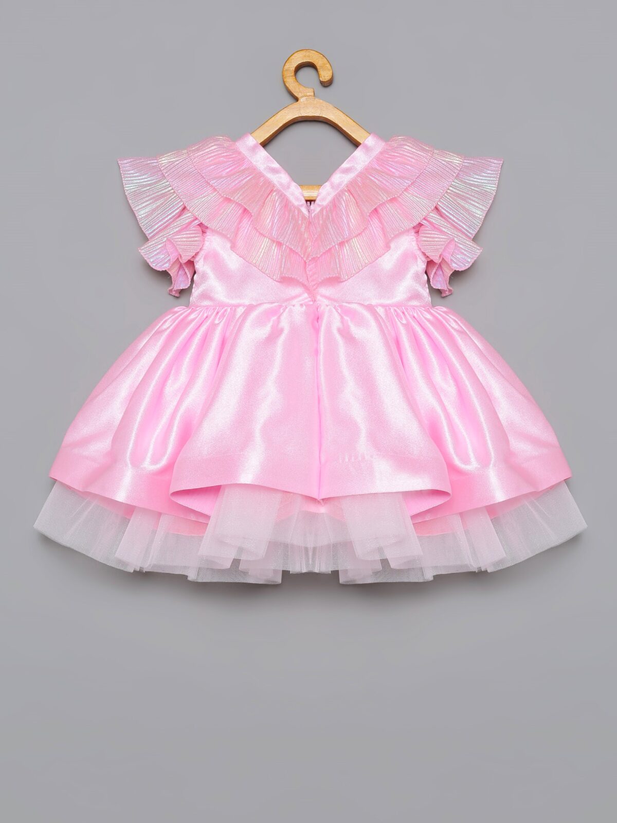 2 14 Pink Ruffle Holographic Dress