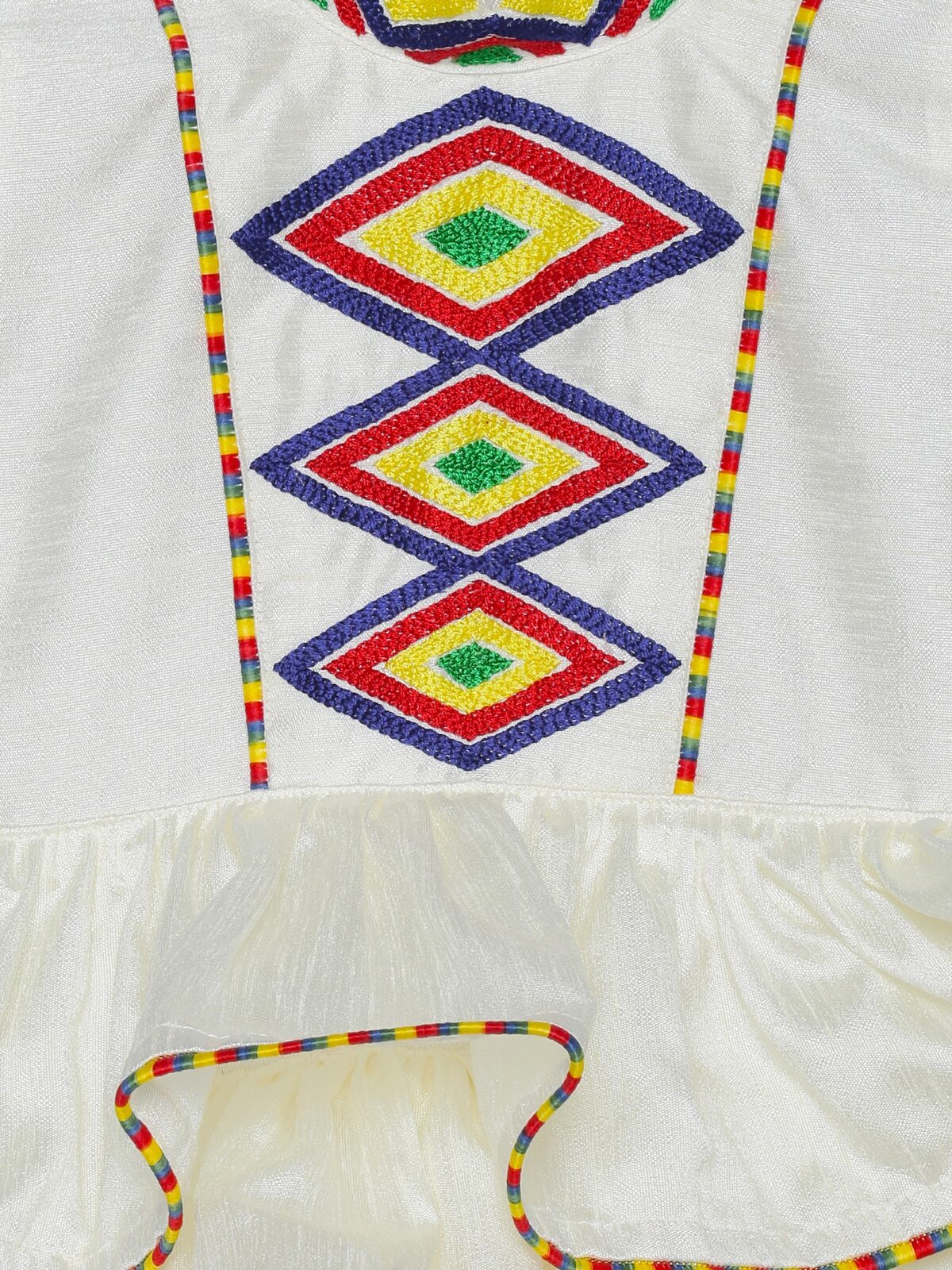 3 7 White Ruffle Tribal Dress