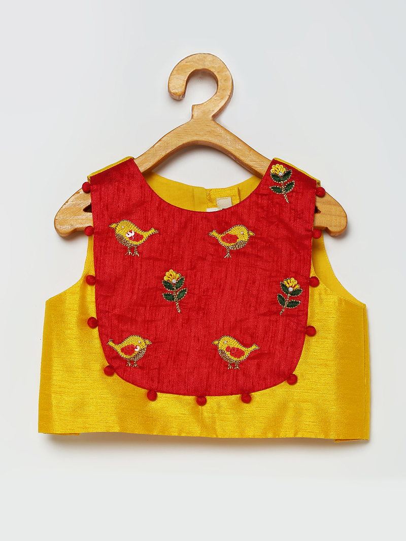 3 Bird Embroidery Yellow Lehenga Set