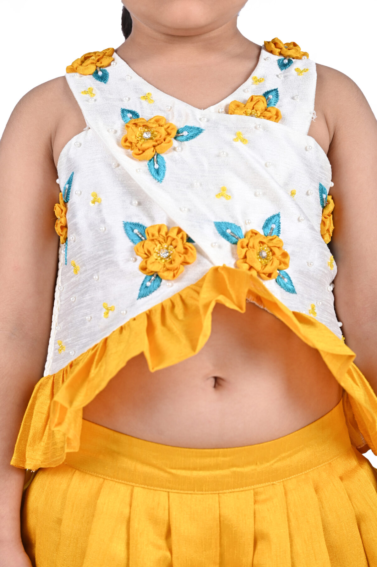 DSC 4723 copy scaled Criss Cross Style Top With Dhoti- Yellow & White