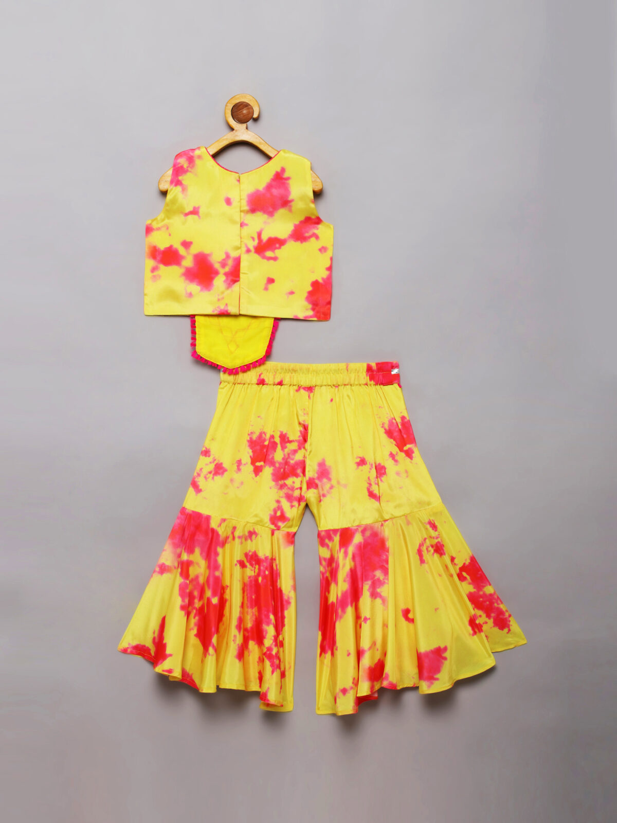 2 11 Yellow, Pink Tie Dye Sharara Set