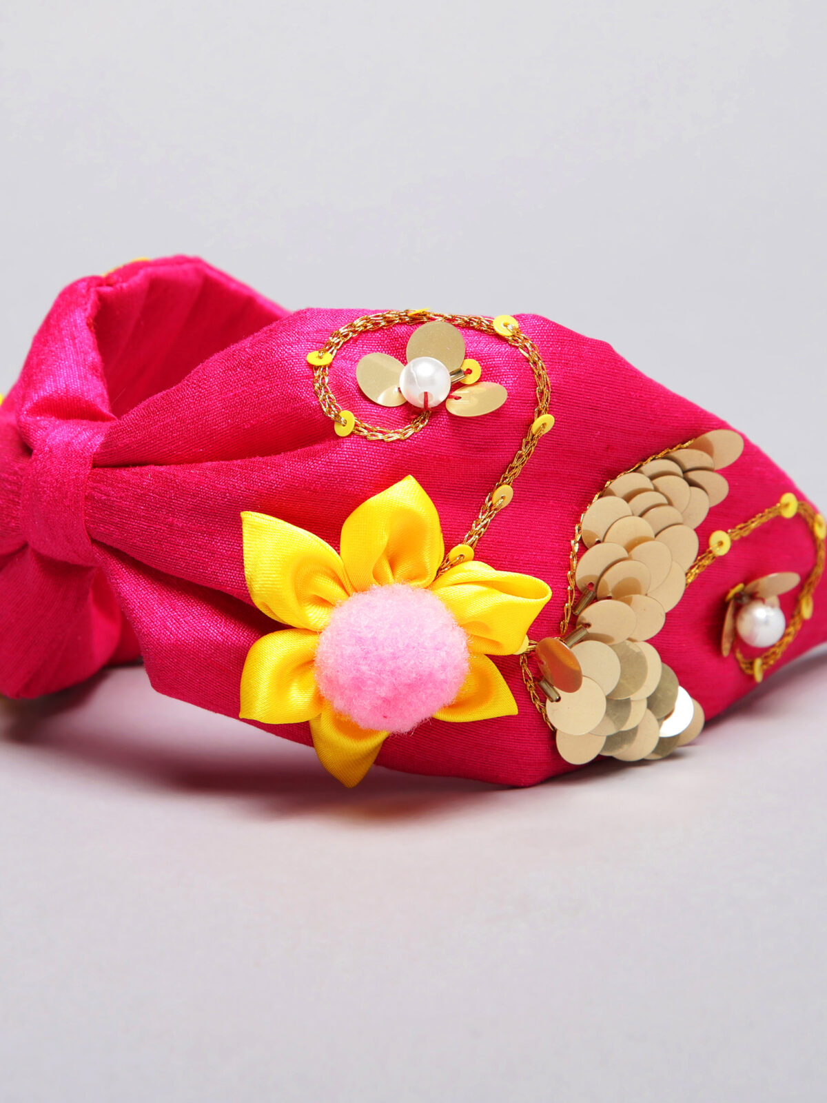 3 6 Red Floral Hand Embroidered Hairband