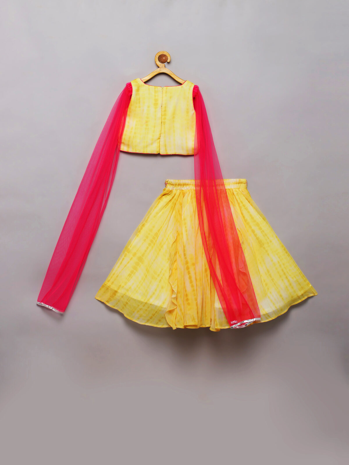 2 1 Yellow, Pink Tie Dye Sharara Set