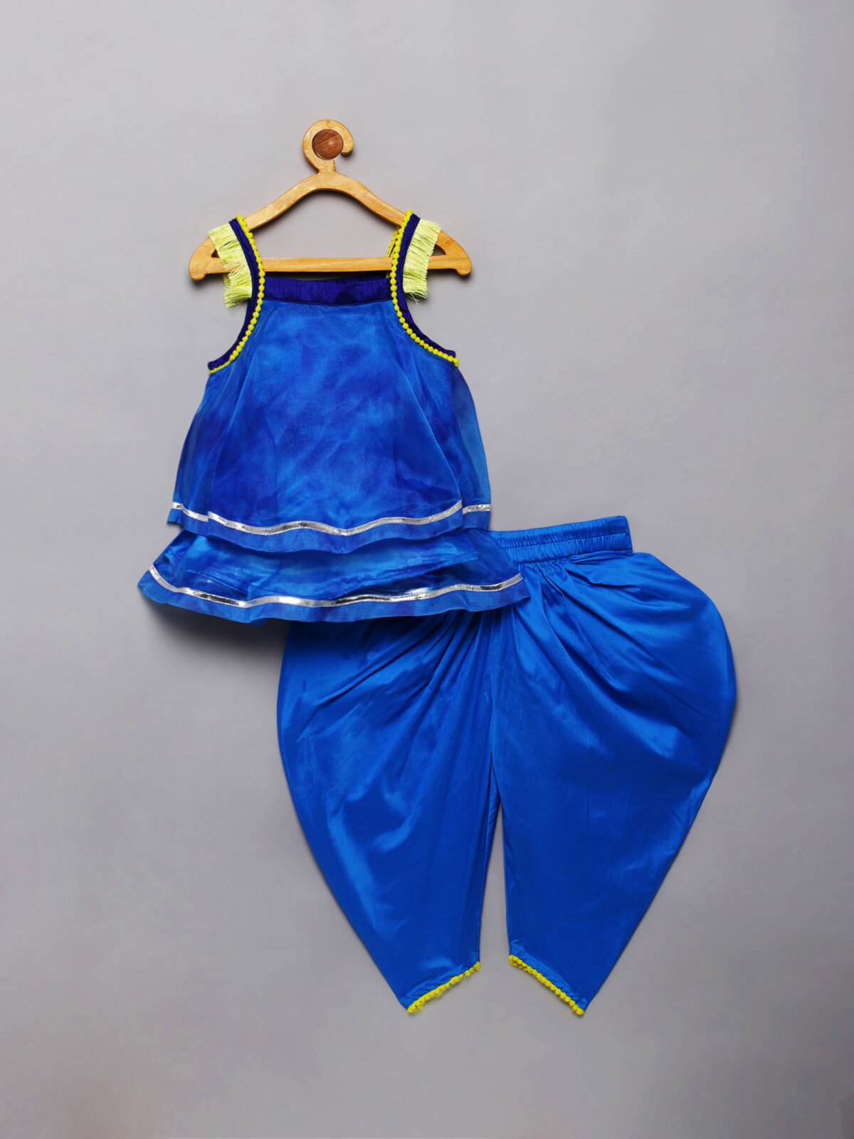 2 2 Blue Organza Dhoti Set