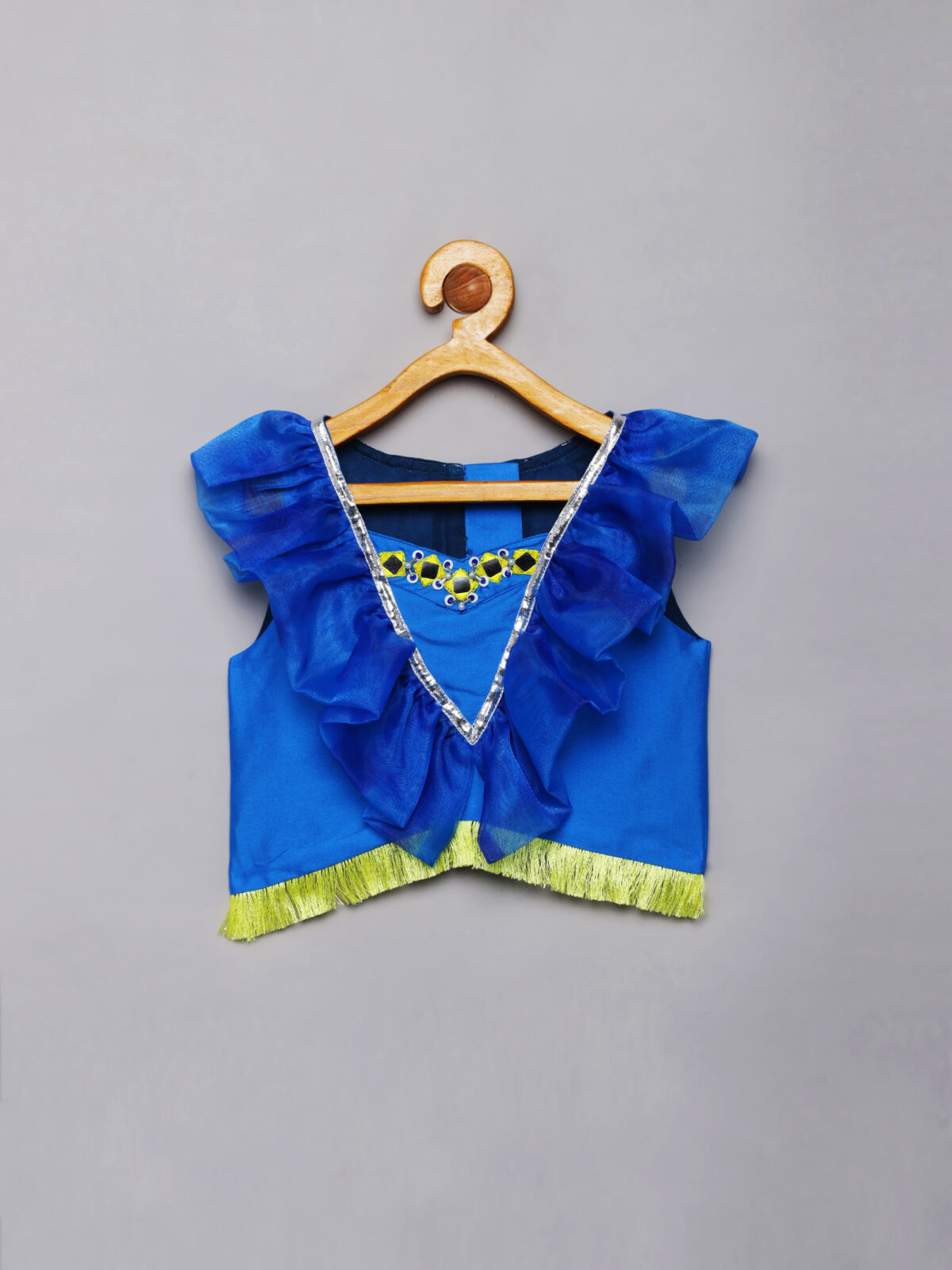 3 9 Blue Organza Fish-cut lehenga choli