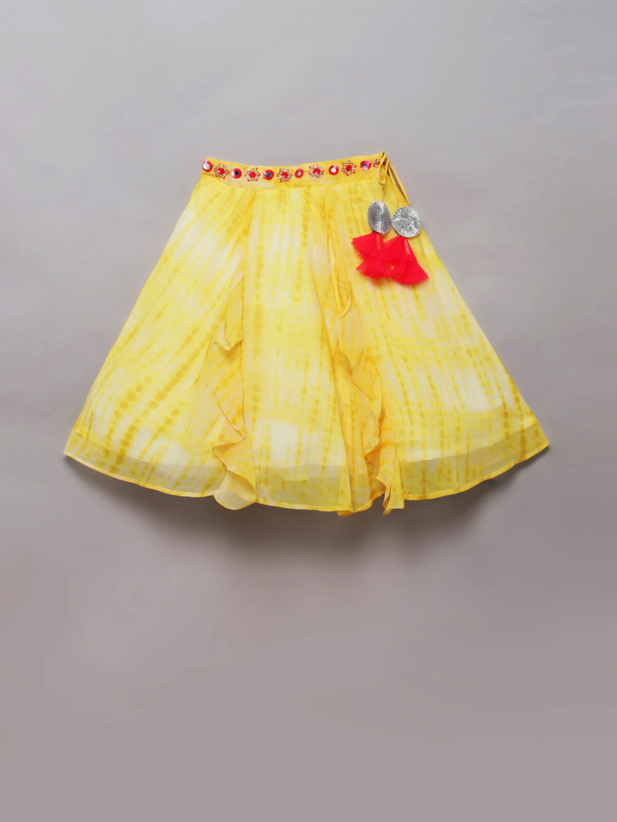 4 1 Yellow, Pink Tie Dye Sharara Set