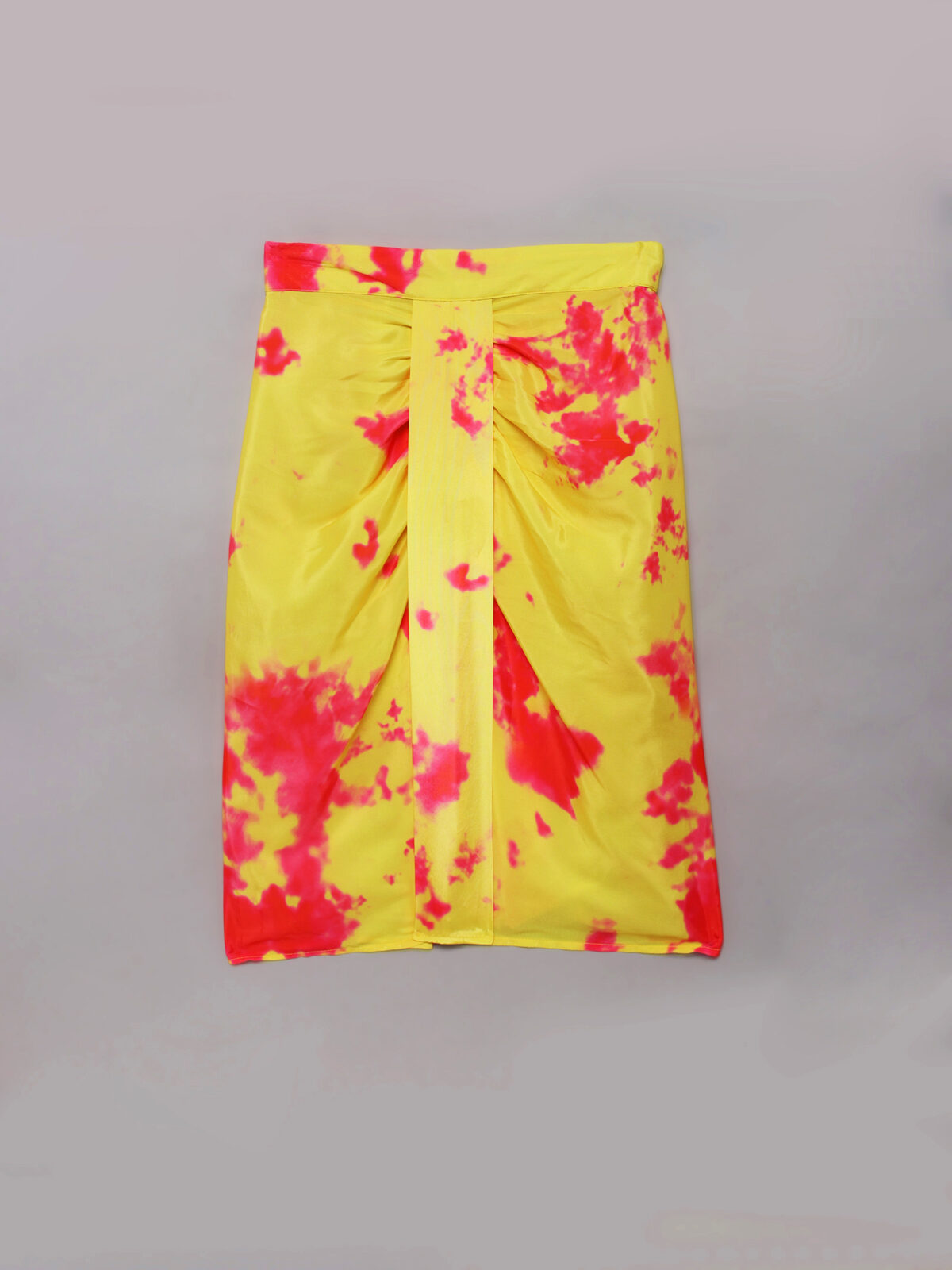 4 Yellow, Pink Tie Dye Criss Cross top and Saree draped skirt