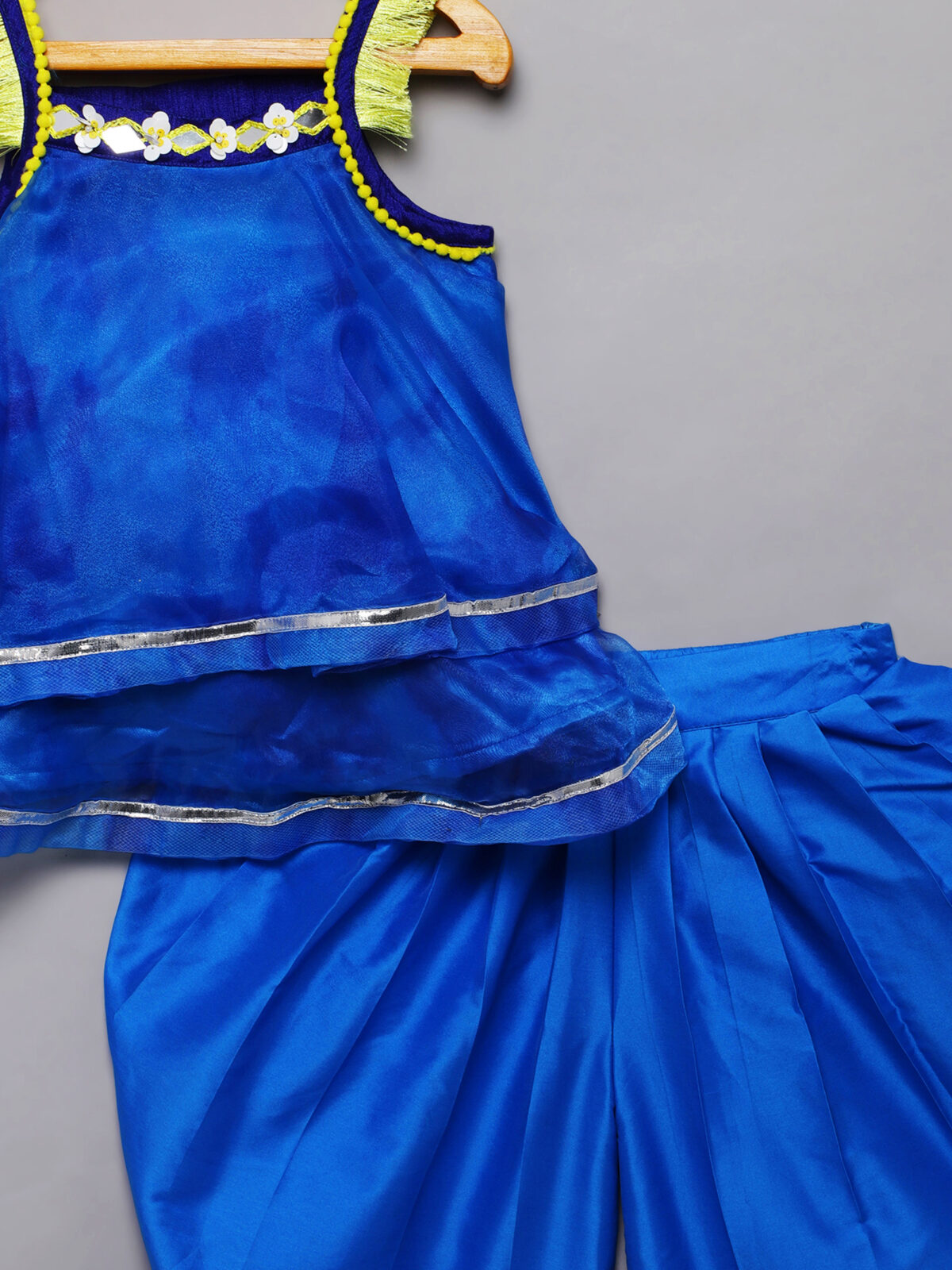 5 2 Blue Organza Dhoti Set