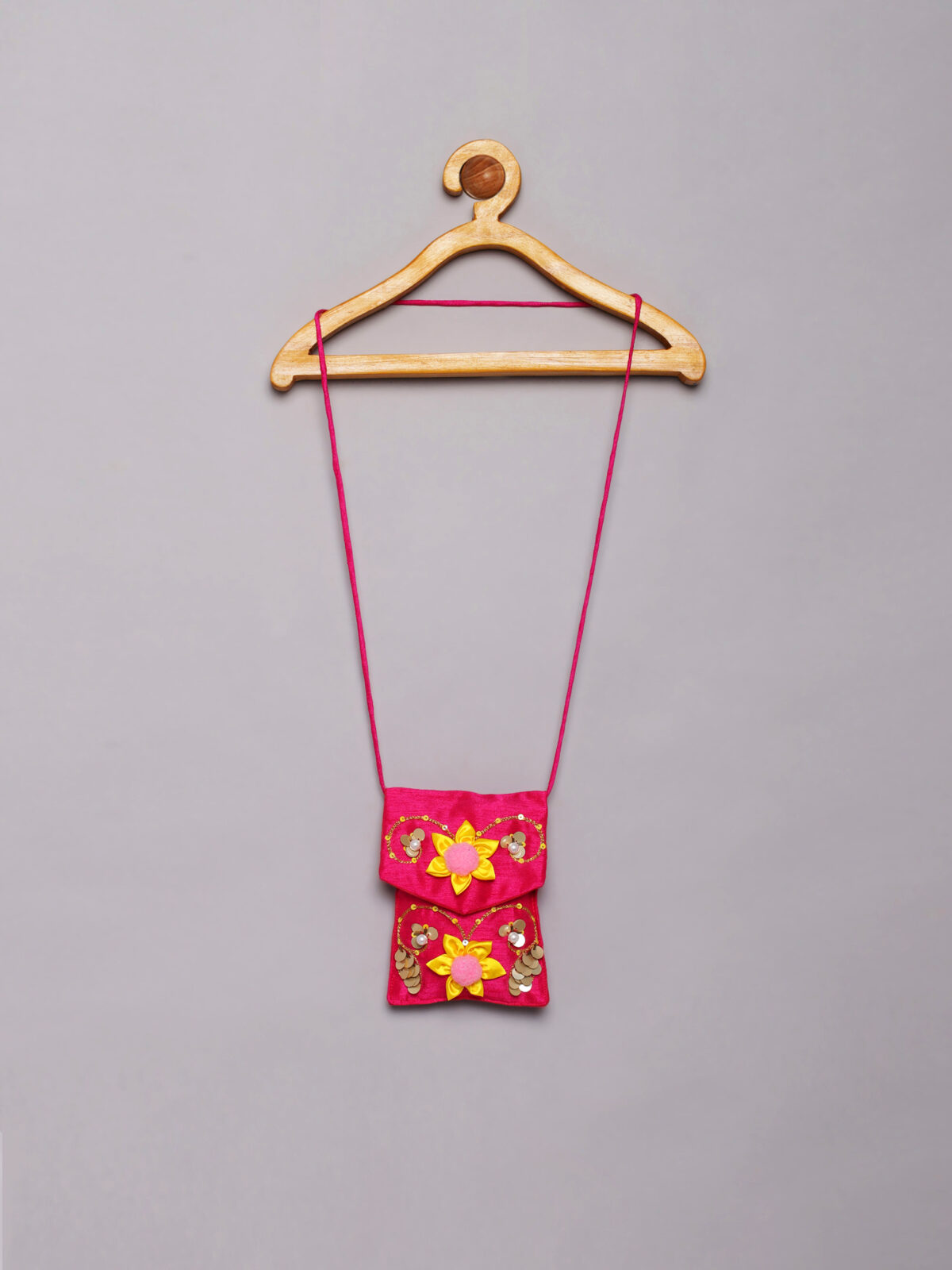 1 Fuchsia pink flower sling bag