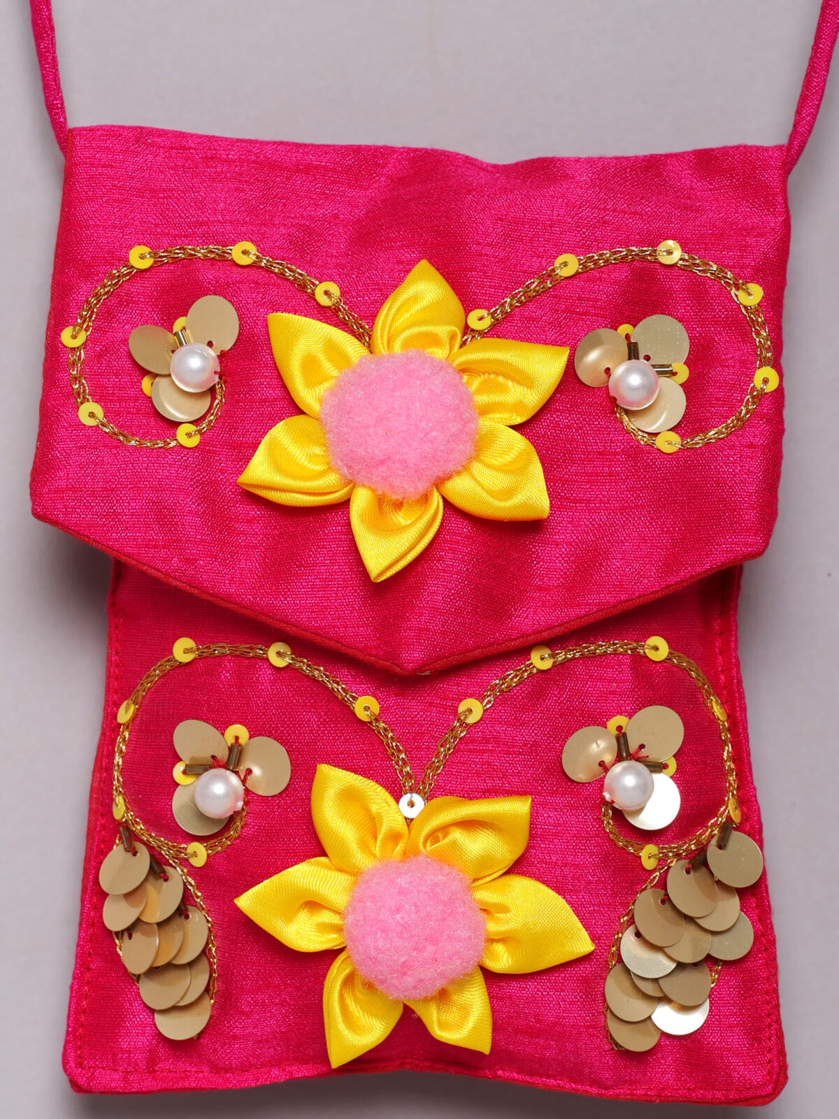 3 Fuchsia pink flower sling bag